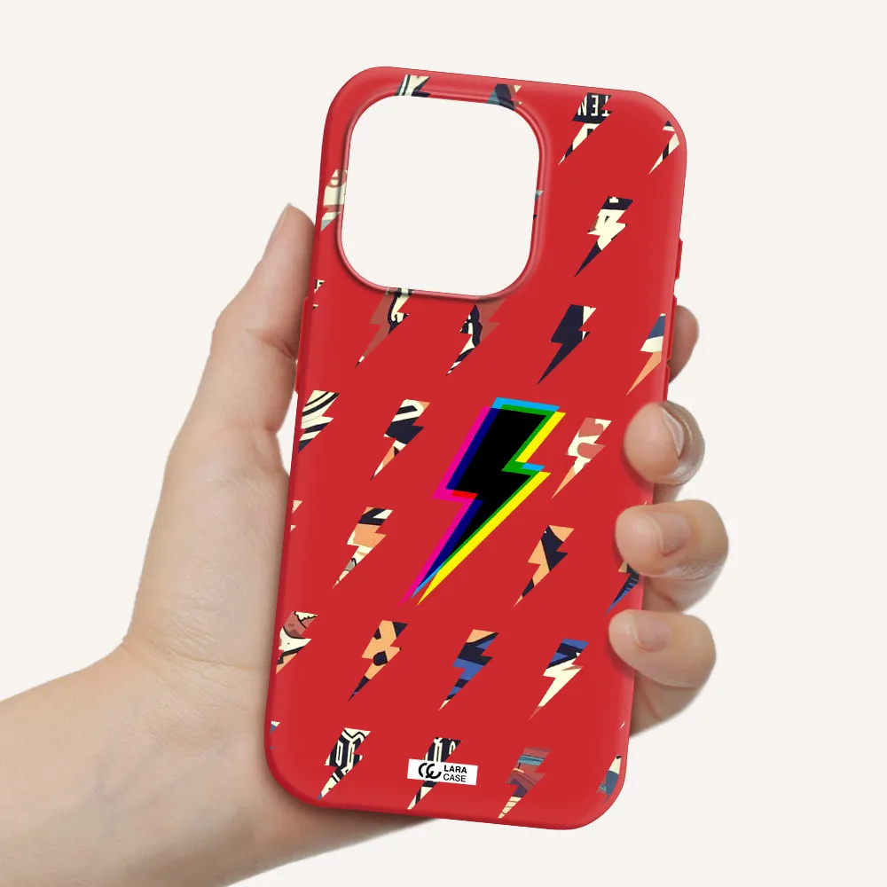 Thunder Glitch Apple Iphone 15 Pro Silicone Imperial Red Case
