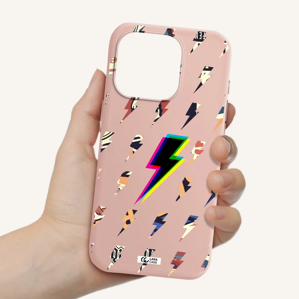 Thunder Glitch Apple Iphone 15 Pro Silicone Pastel Pink Case