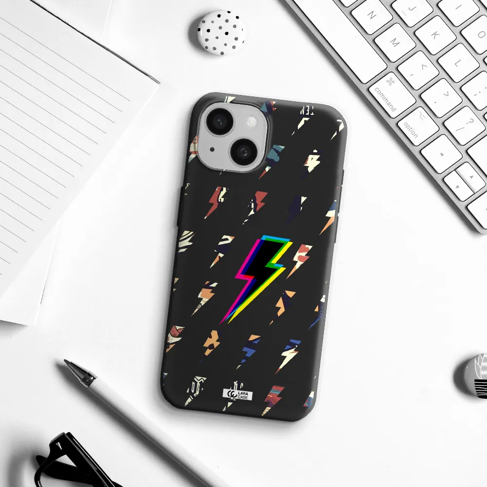 Thunder Glitch Apple iPhone 15 Silicone black Case