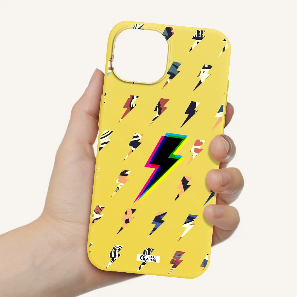 Thunder Glitch Apple iPhone 15 Silicone canary yellow Case