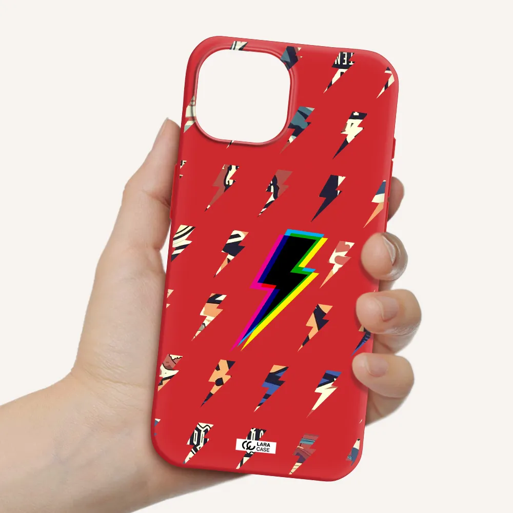 Thunder Glitch Apple Iphone 15 Silicone Imperial Red Case