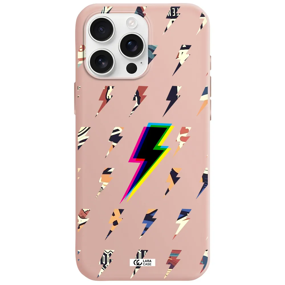 Thunder Glitch Apple Iphone 16 Pro Max Silicone Pastel Pink Case