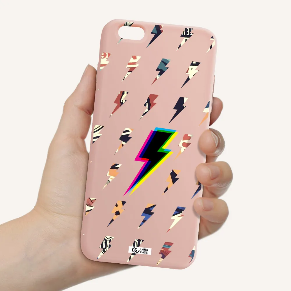 Thunder Glitch Apple iPhone 6 plus Silicone pastel pink Case