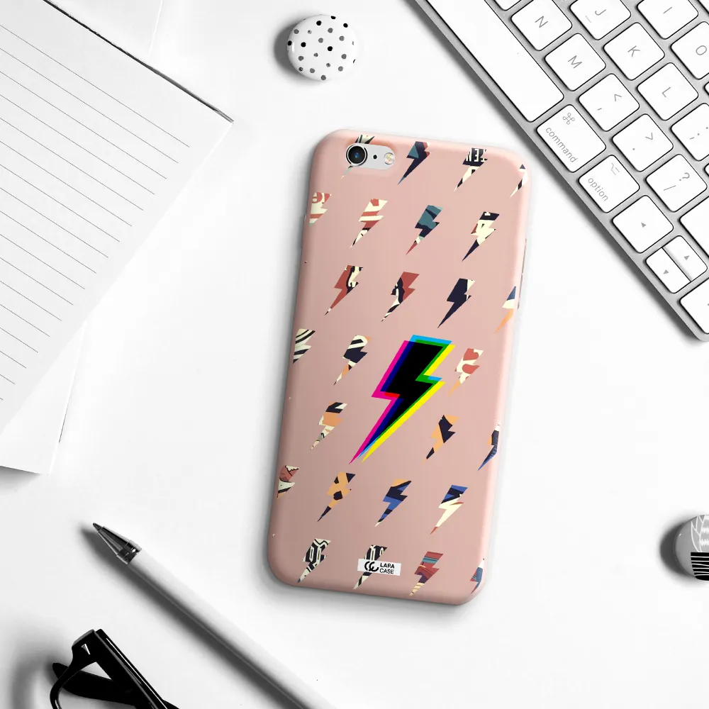 Thunder Glitch Apple iPhone 6 plus Silicone pastel pink Case
