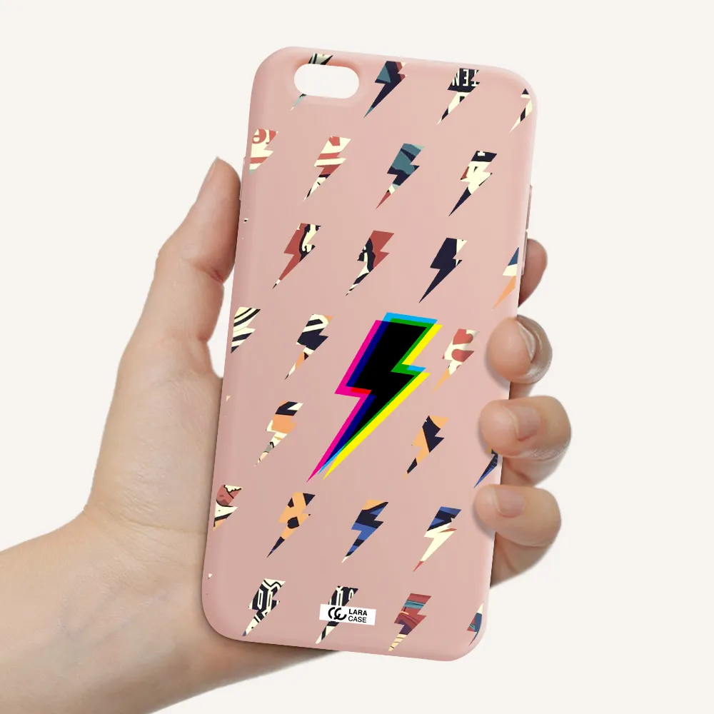 Thunder Glitch Apple iPhone 6 s plus Silicone pastel pink Case