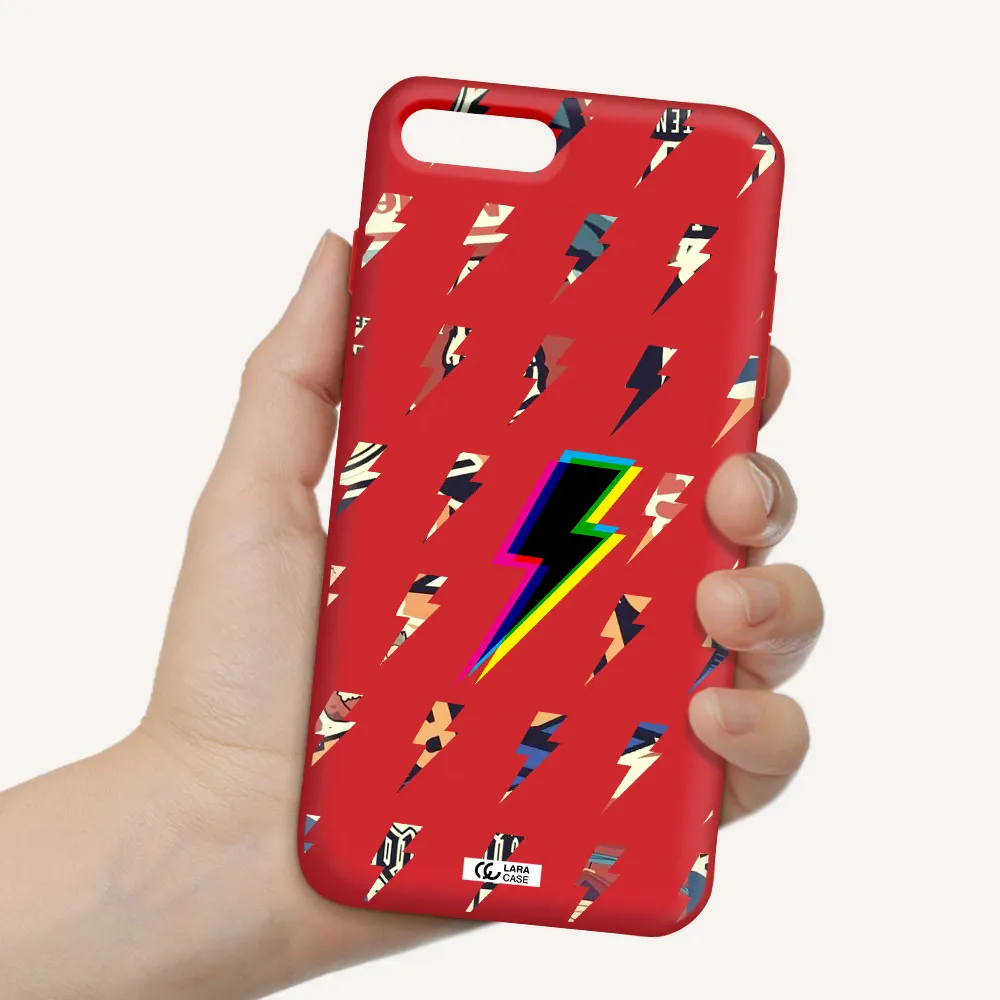 Thunder Glitch Apple iPhone 8 plus Silicone Imperial Red Case