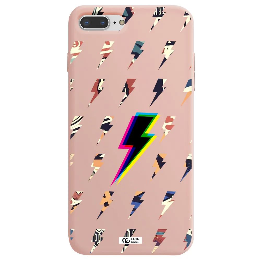 Thunder Glitch Apple iPhone 8 plus Silicone pastel pink Case