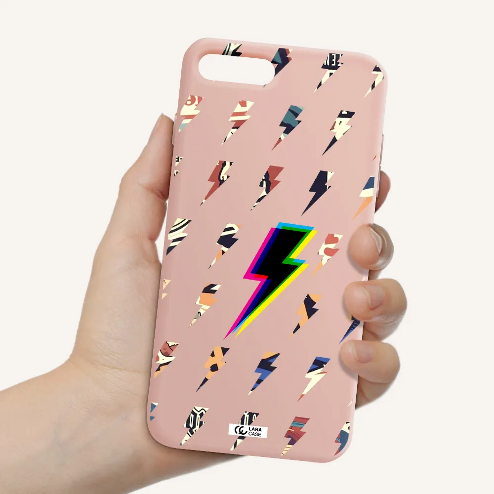 Thunder Glitch Apple iPhone 8 plus Silicone pastel pink Case