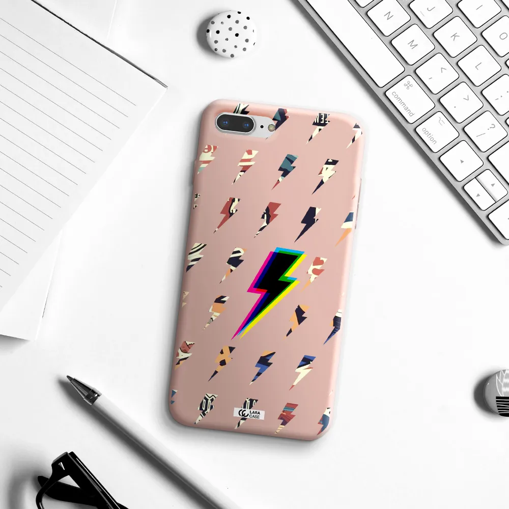 Thunder Glitch Apple iPhone 8 plus Silicone pastel pink Case