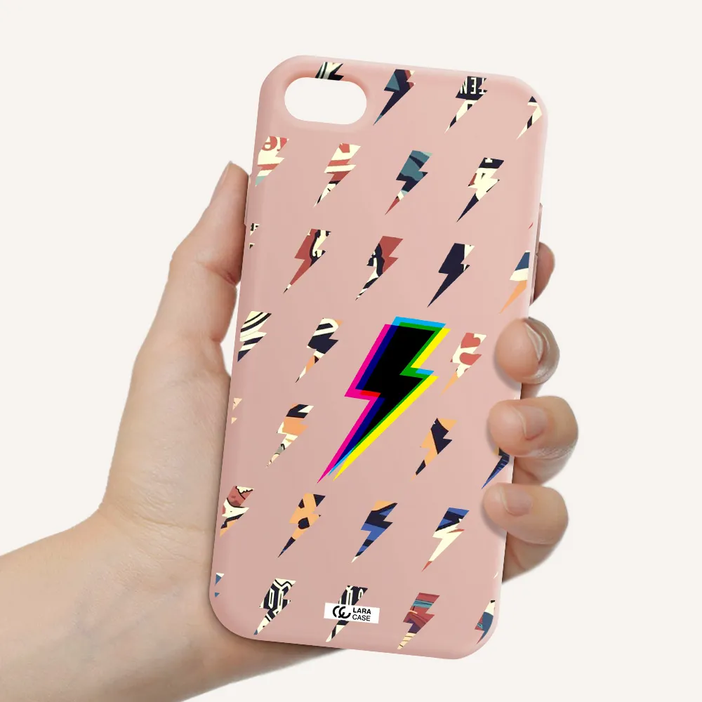 Thunder Glitch Apple iPhone 8 Silicone pastel pink Case