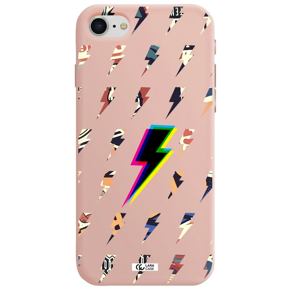 Thunder Glitch Apple iPhone se 2020 Silicone pastel pink Case