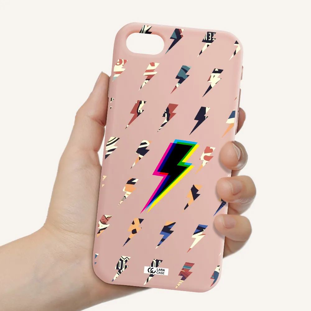 Thunder Glitch Apple iPhone se 2020 Silicone pastel pink Case