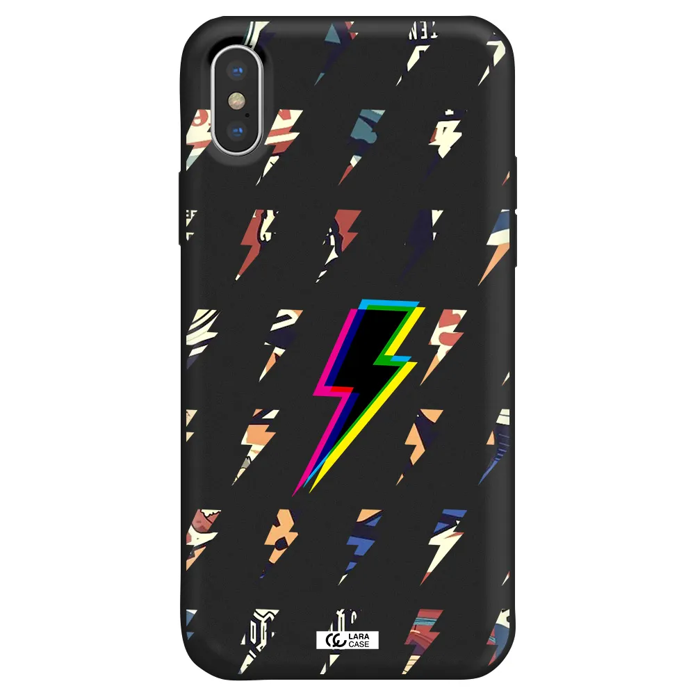 Thunder Glitch Apple iPhone X Silicone black Case