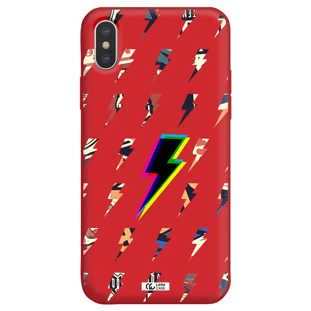 Thunder Glitch Apple iPhone X Silicone Imperial Red Case