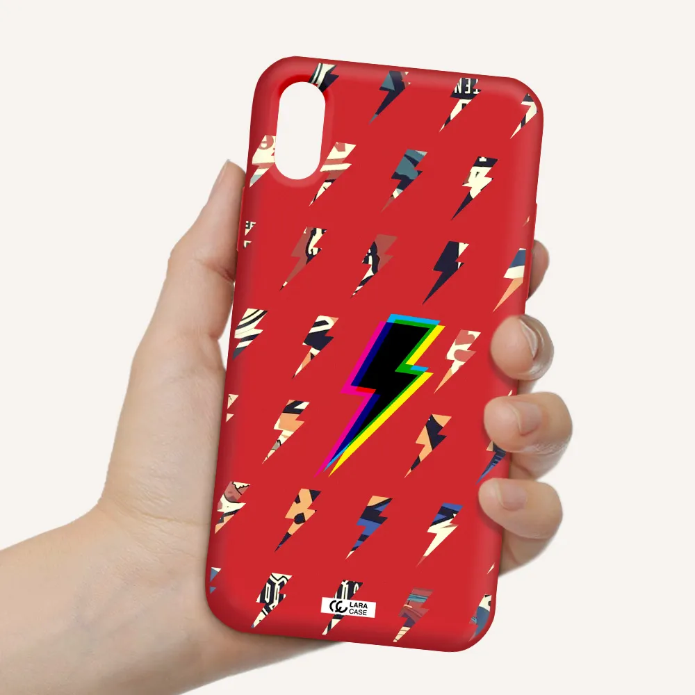 Thunder Glitch Apple iPhone X Silicone Imperial Red Case