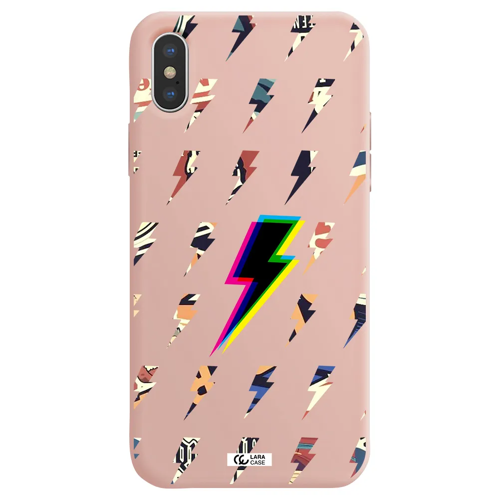 Thunder Glitch Apple iPhone X Silicone pastel pink Case