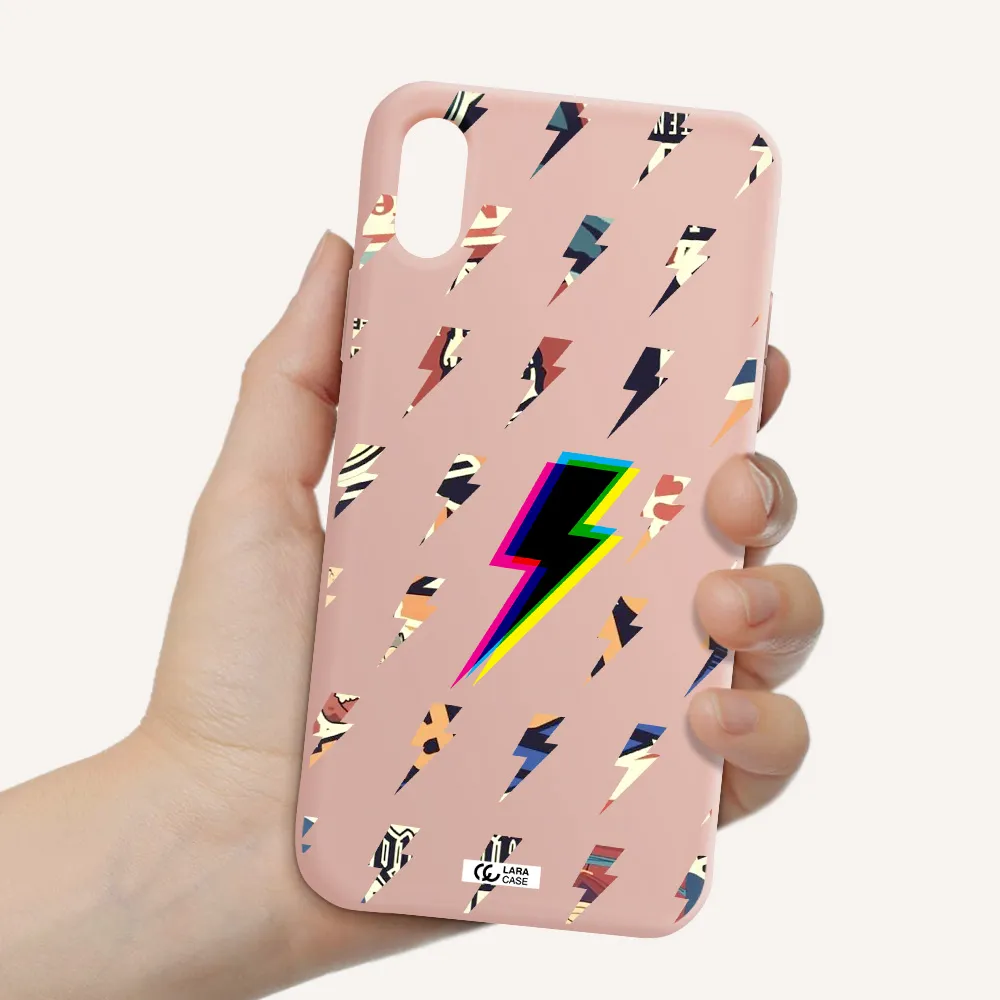 Thunder Glitch Apple iPhone X Silicone pastel pink Case