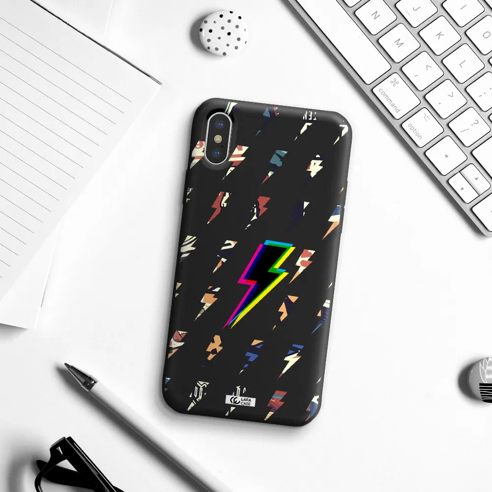 Thunder Glitch Apple iPhone XS Silicone black Case