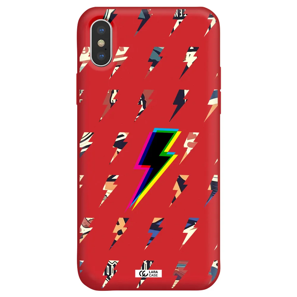 Thunder Glitch Apple iPhone XS Silicone Imperial Red Case