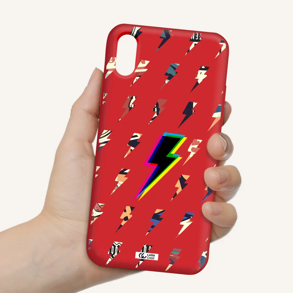 Thunder Glitch Apple iPhone XS Silicone Imperial Red Case