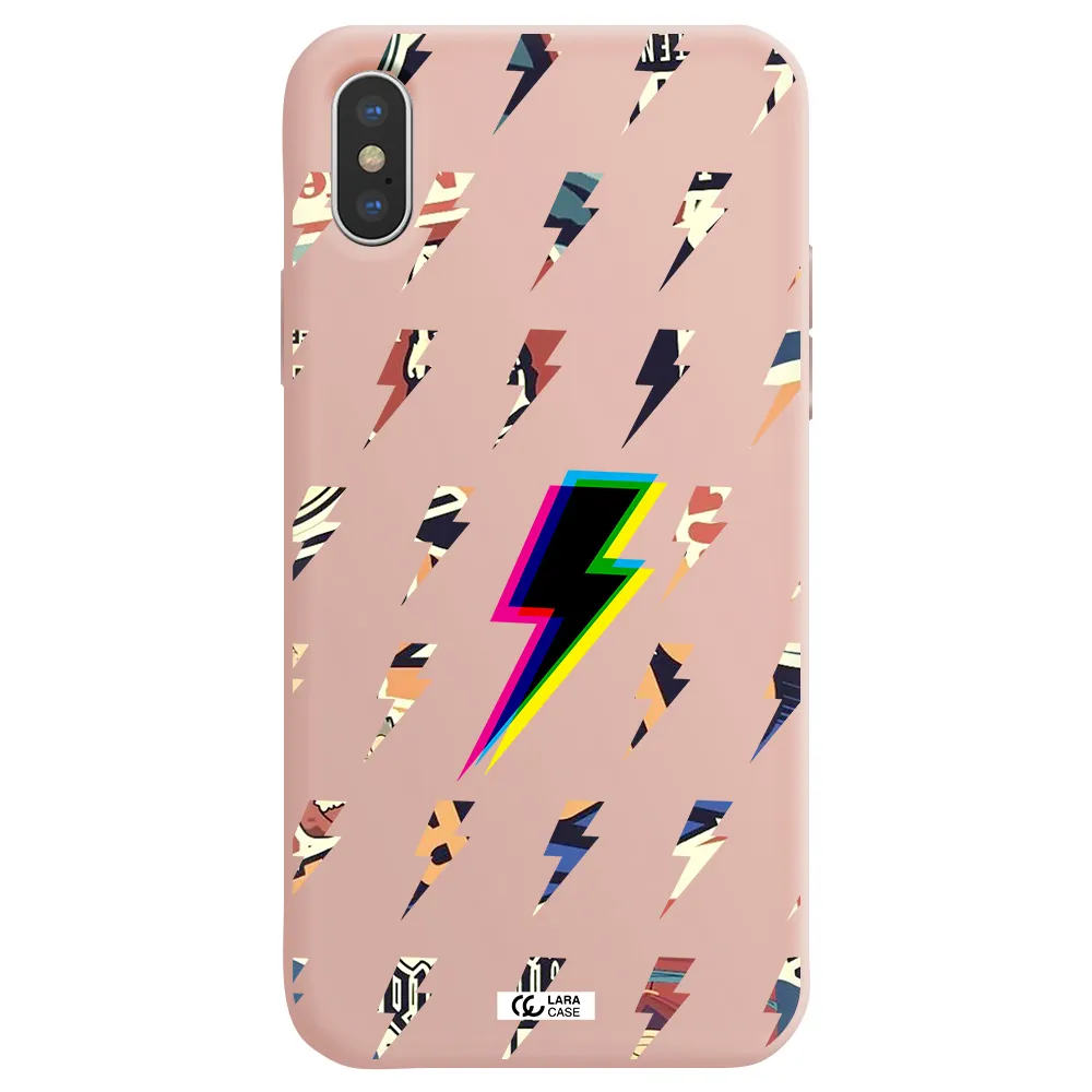 Thunder Glitch Apple iPhone XS Silicone pastel pink Case