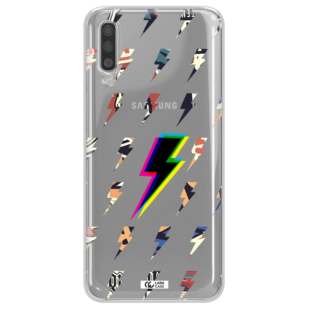 Thunder Glitch Samsung A70S Clear Tpu Case