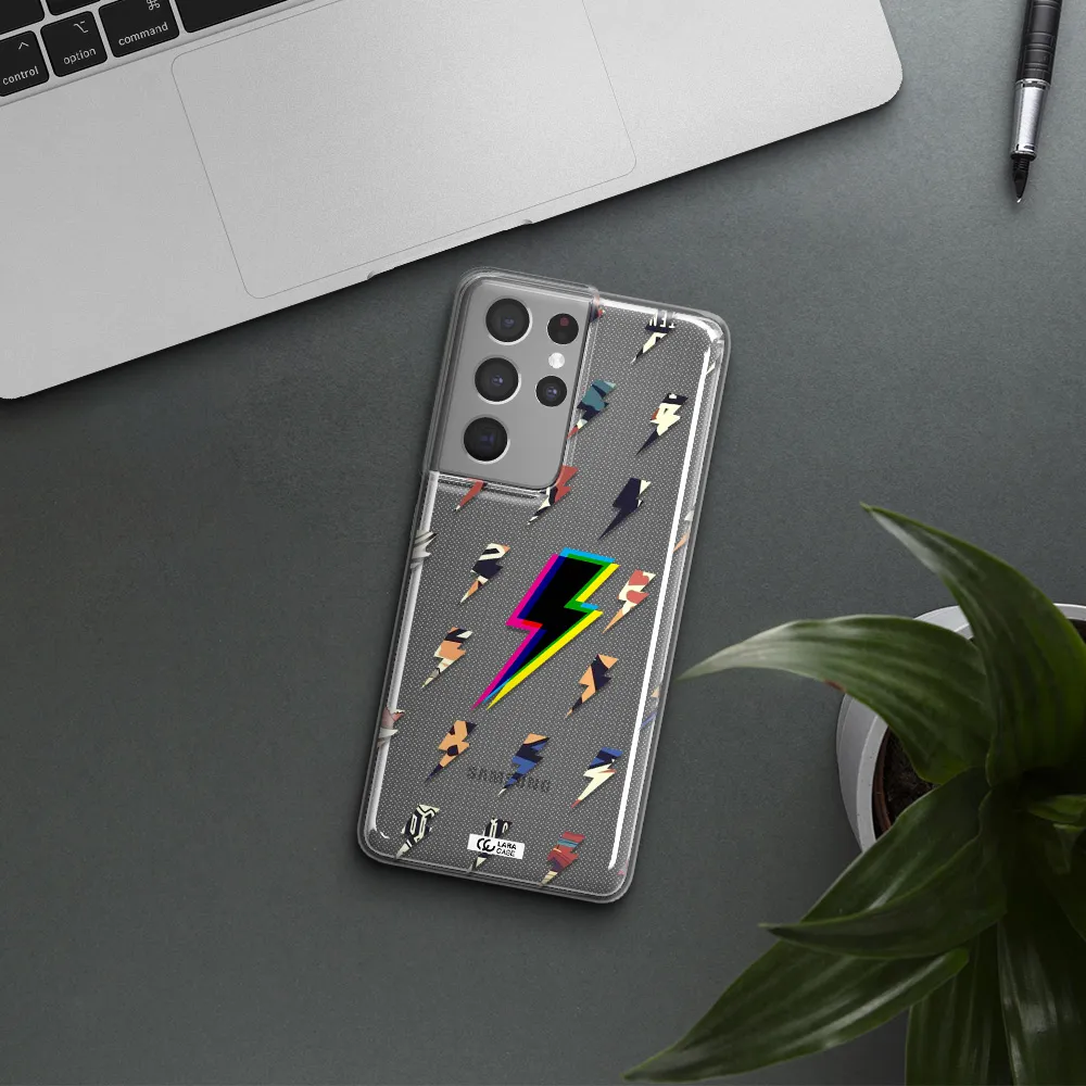 Thunder Glitch Samsung S21 Ultra Clear TPU Case