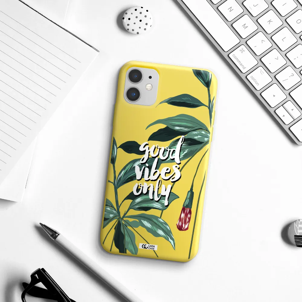 Tropical Vibes Green Apple iPhone 11 Silicone canary yellow Case