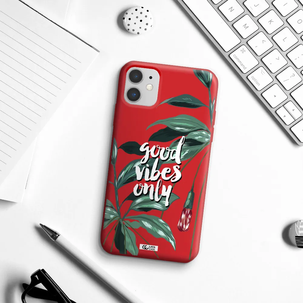 Tropical Vibes Green Apple iPhone 11 Silicone Imperial Red Case