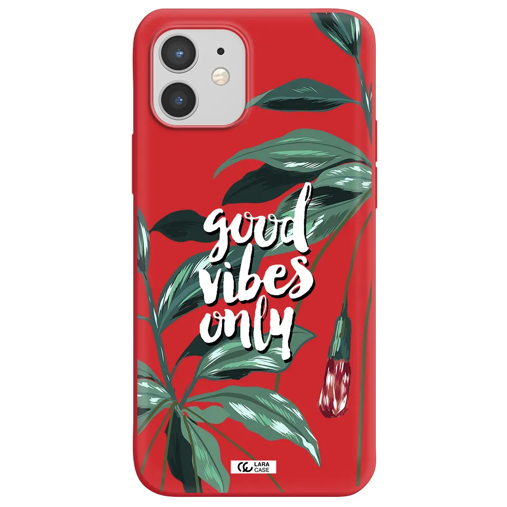 Tropical Vibes Green Apple iPhone 12 mini Silicone Imperial Red Case