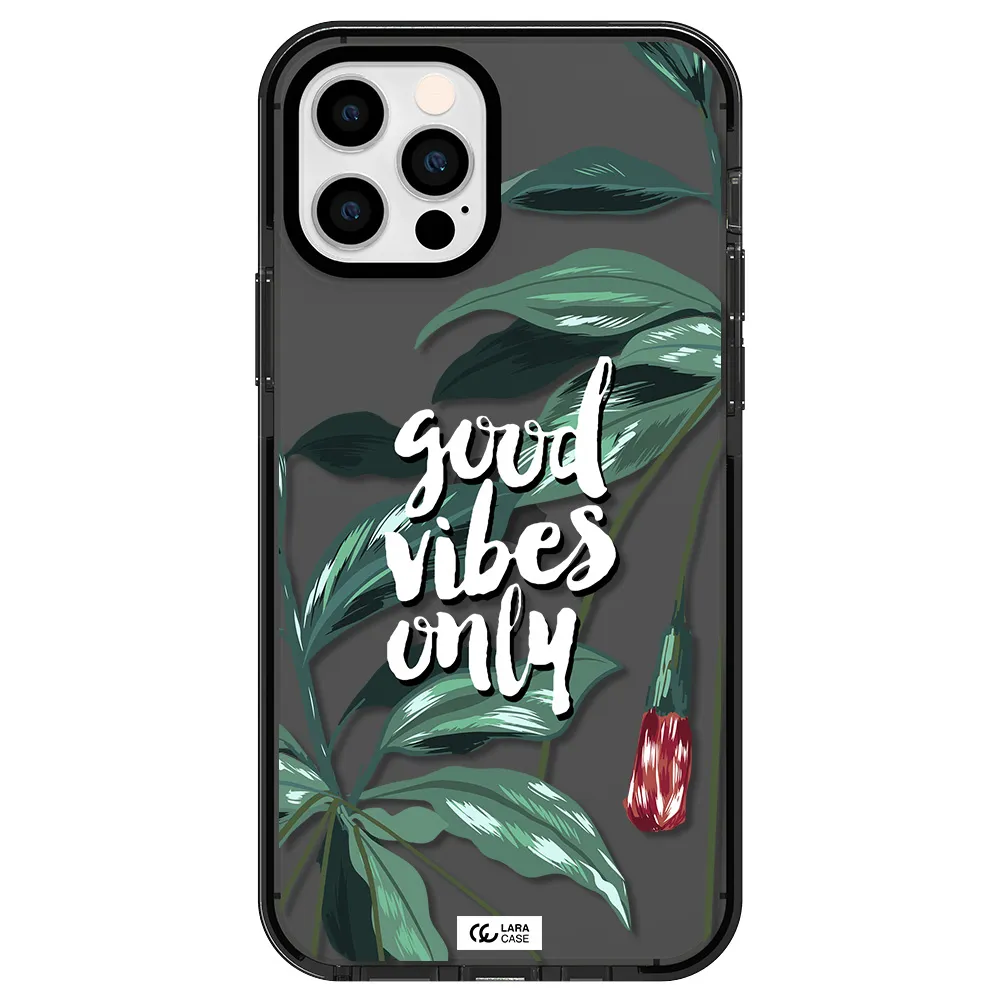 Tropical Vibes Green Apple iPhone 12 pro impact Smoke Black Case