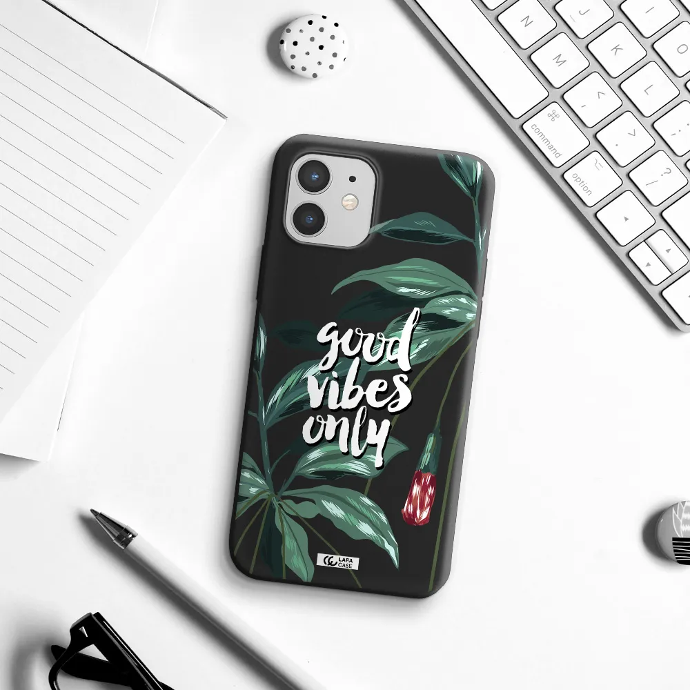 Tropical Vibes Green Apple iPhone 12 Silicone black Case