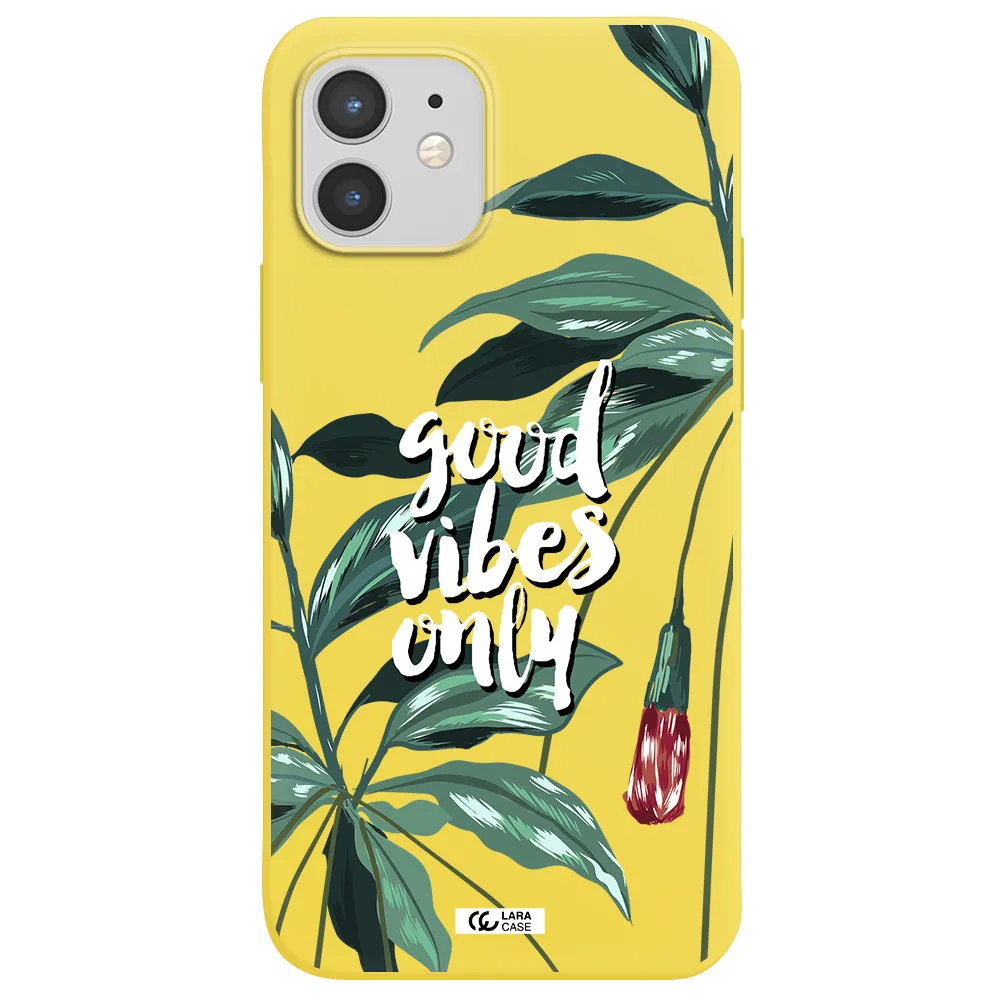 Tropical Vibes Green Apple iPhone 12 Silicone canary yellow Case