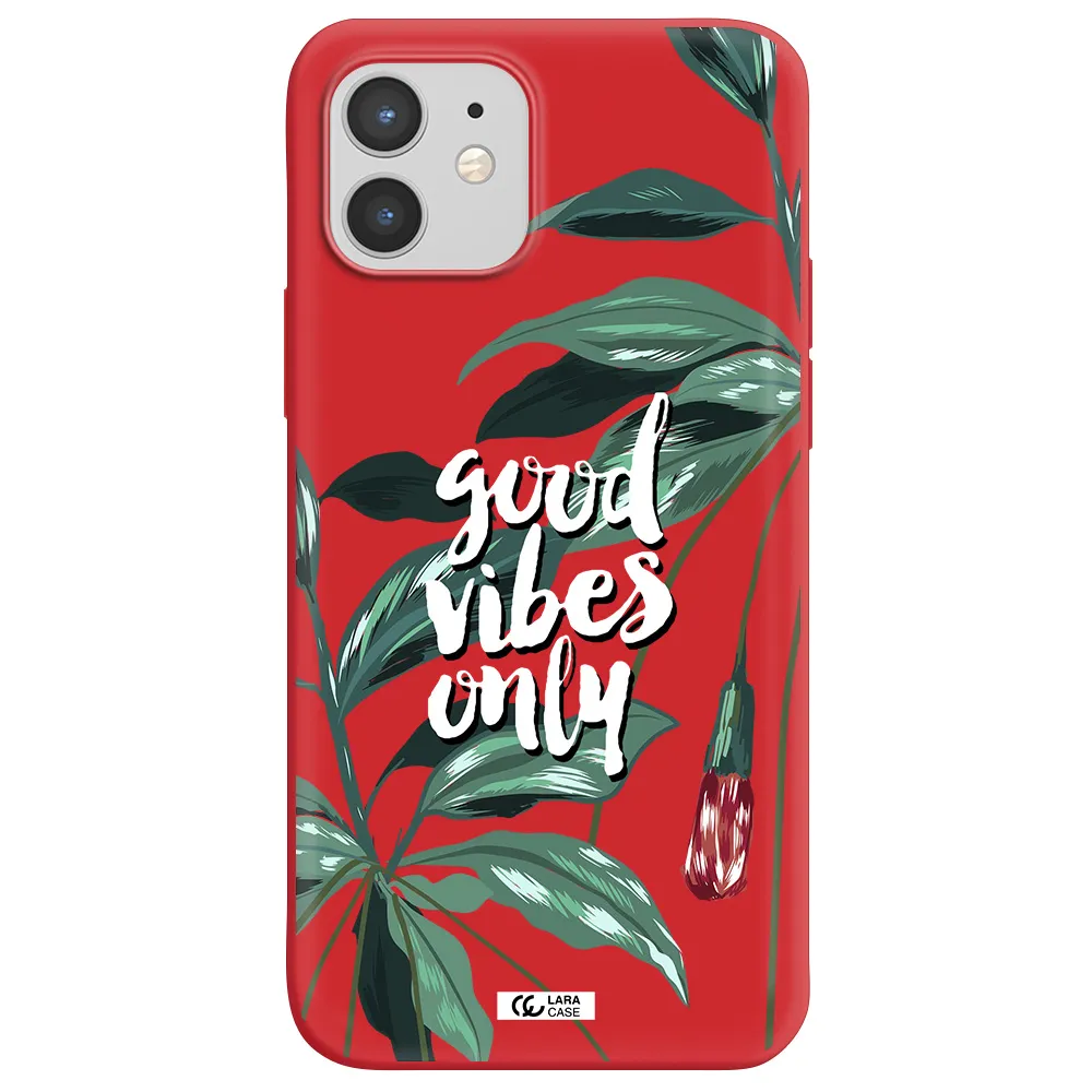 Tropical Vibes Green Apple iPhone 12 Silicone Imperial Red Case