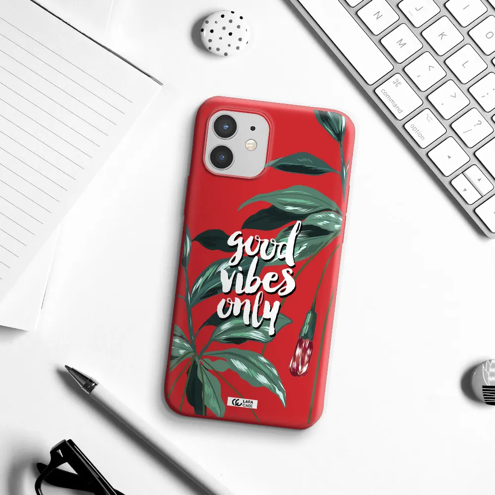 Tropical Vibes Green Apple iPhone 12 Silicone Imperial Red Case