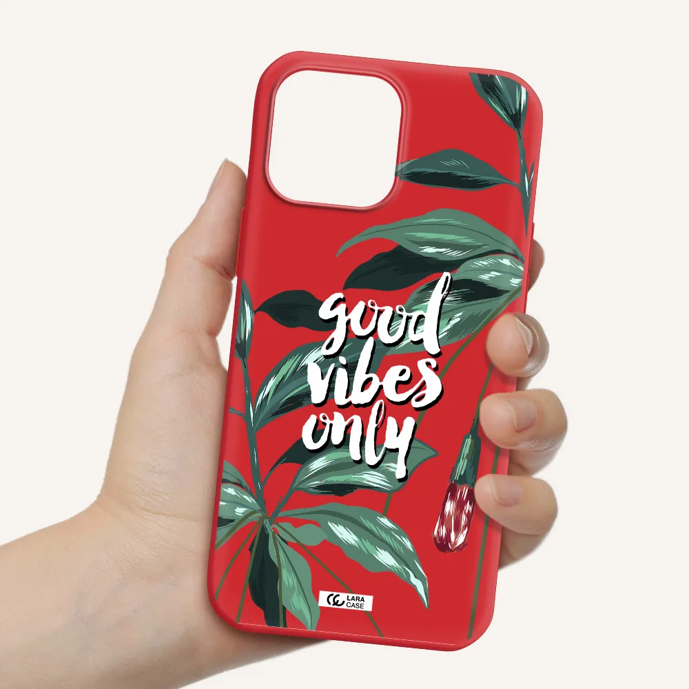 Tropical Vibes Green Apple iPhone 13 Pro Silicone Imperial Red Case