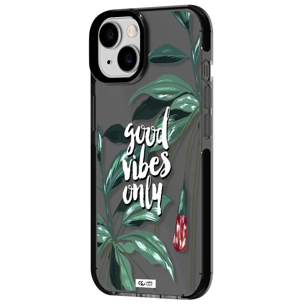 Tropical Vibes Green Apple iPhone 14 impact Smoke Black Case