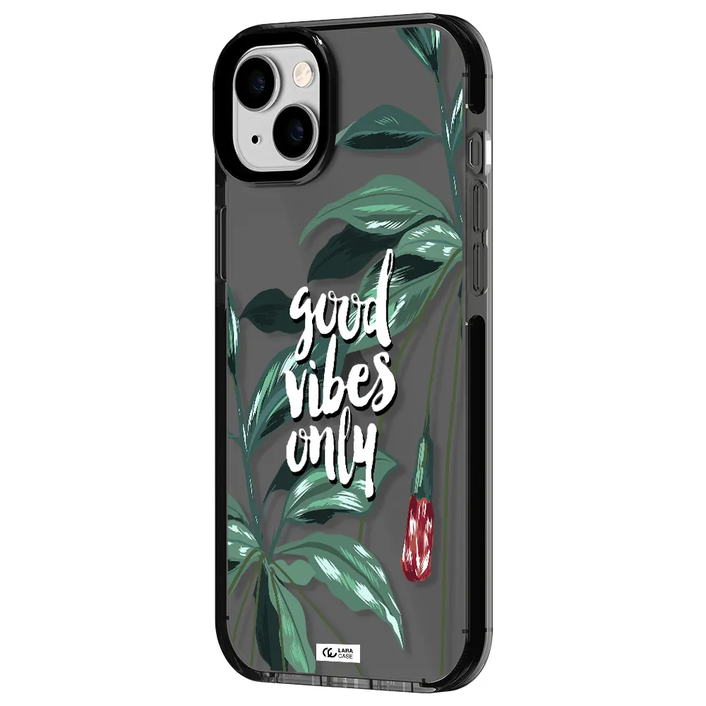 Tropical Vibes Green Apple iPhone 14 plus impact Smoke Black Case