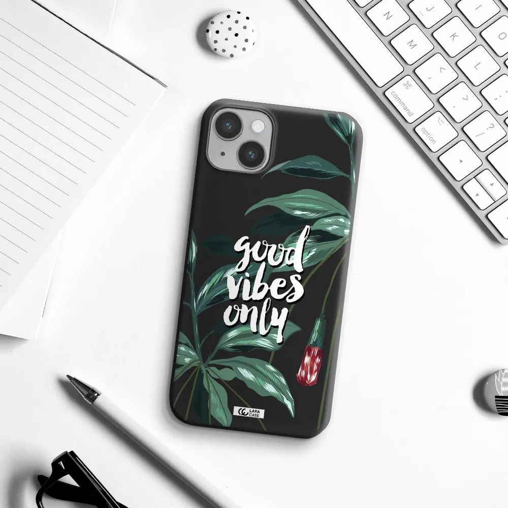 Tropical Vibes Green Apple iPhone 14 plus Silicone black Case