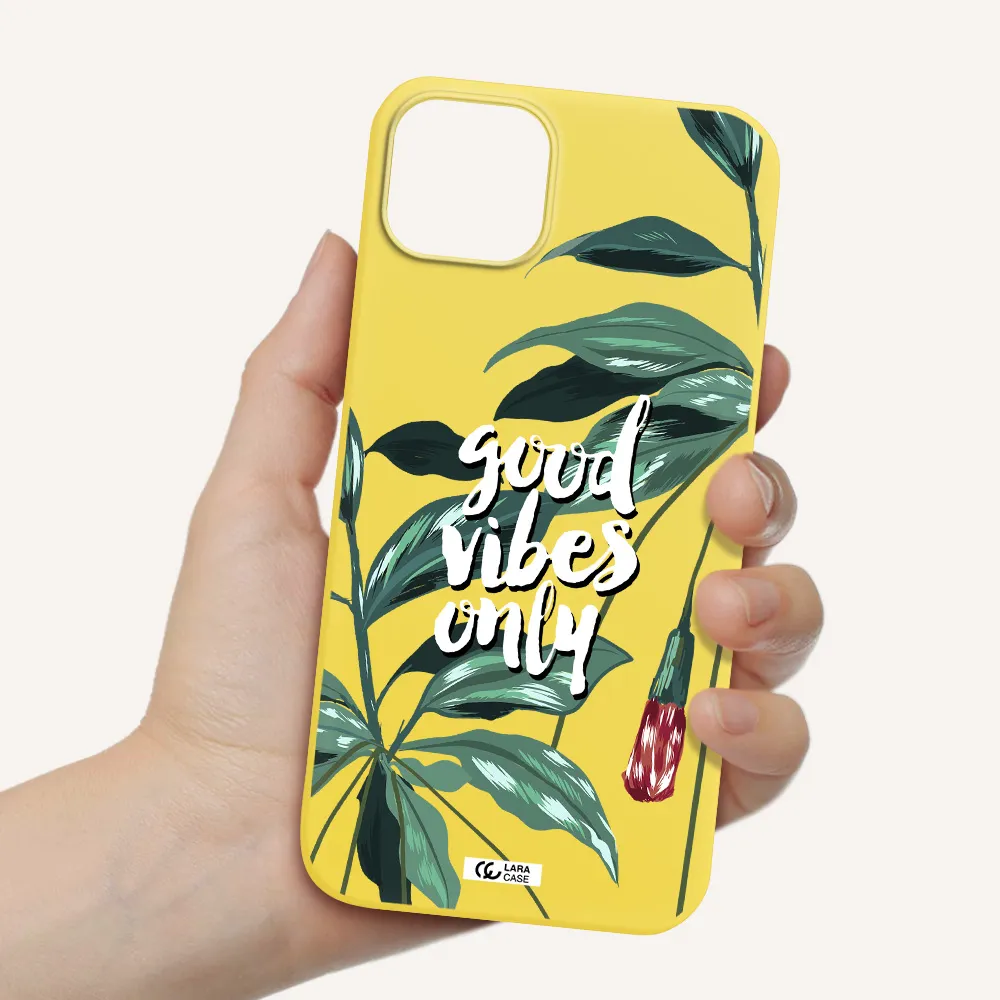 Tropical Vibes Green Apple iPhone 14 plus Silicone canary yellow Case