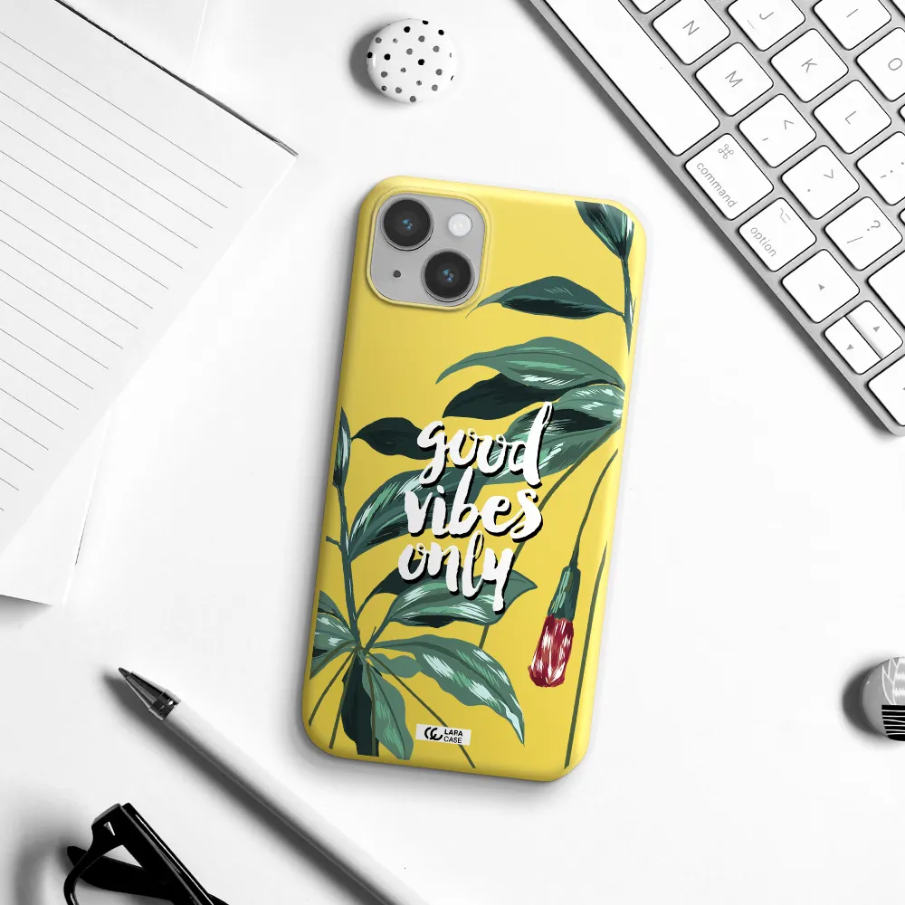 Tropical Vibes Green Apple iPhone 14 plus Silicone canary yellow Case