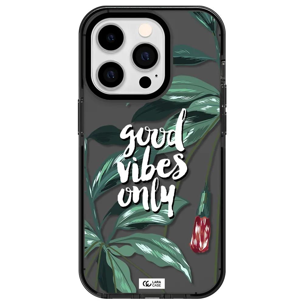 Tropical Vibes Green Apple iPhone 14 pro impact Smoke Black Case