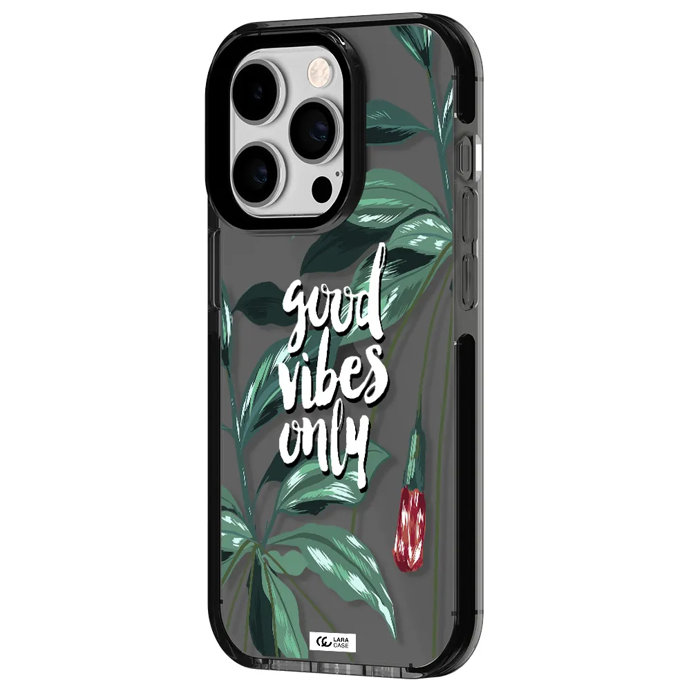 Tropical Vibes Green Apple iPhone 14 pro impact Smoke Black Case