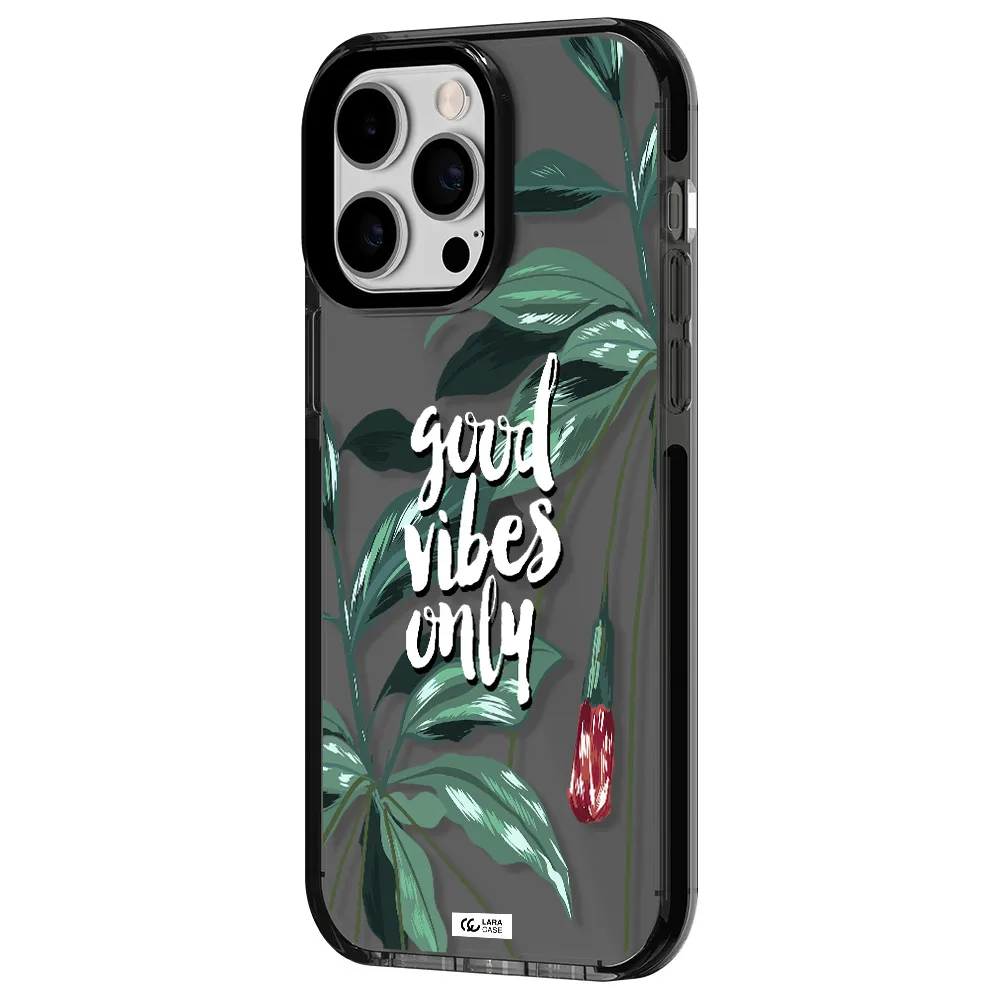 Tropical Vibes Green Apple iPhone 14 pro max impact Smoke Black Case