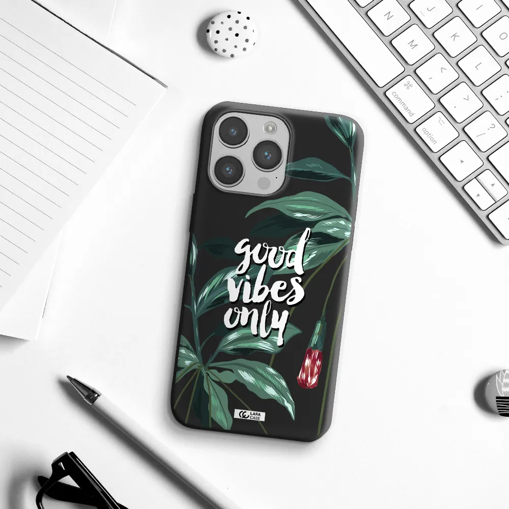 Tropical Vibes Green Apple iPhone 14 pro max Silicone black Case