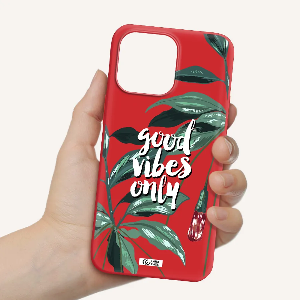 Tropical Vibes Green Apple iPhone 14 pro Silicone Imperial Red Case