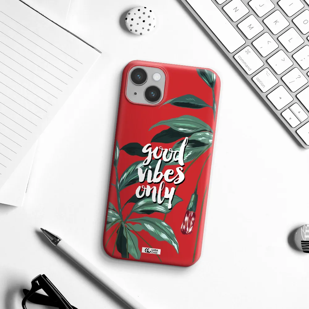 Tropical Vibes Green Apple iPhone 14 Silicone Imperial Red Case