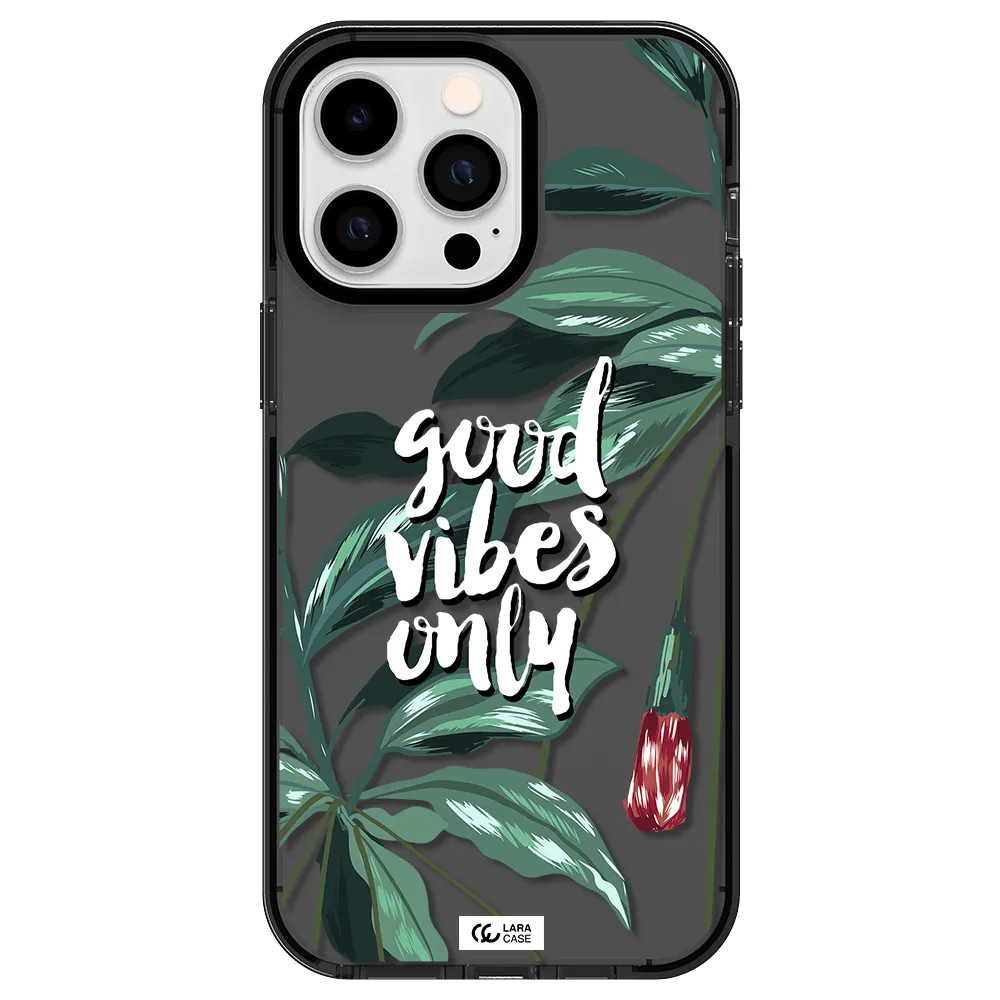 Tropical Vibes Green Apple iPhone 15 Pro impact Smoke Black Case