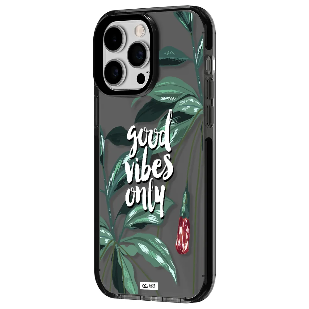Tropical Vibes Green Apple iPhone 15 Pro impact Smoke Black Case