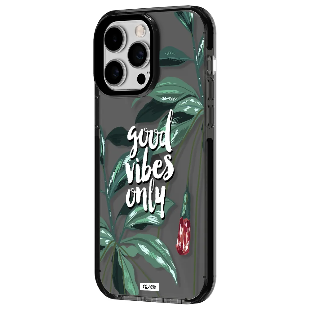 Tropical Vibes Green Apple iPhone 15 Pro Max impact Smoke Black Case